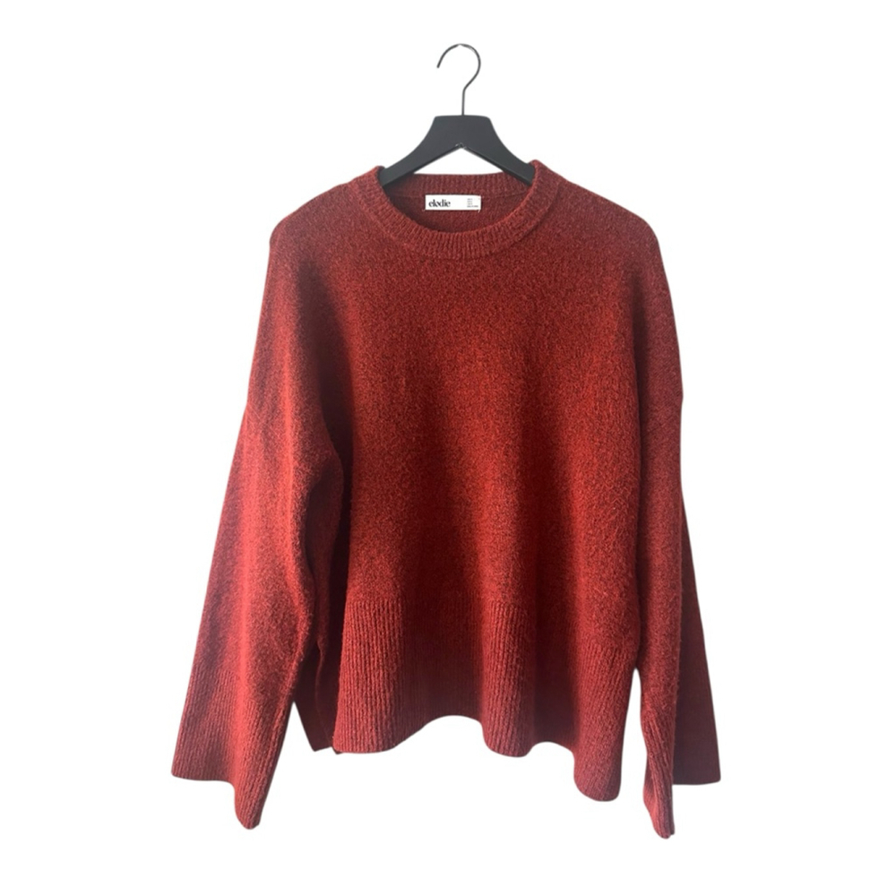 Elodie Rust Red Oversized Sweater XL Dropped Shoulder Textured Knit